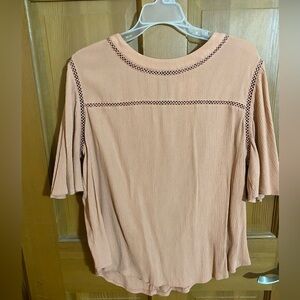 Ava & Viv Burnt Orange Blouse with Lace Trim